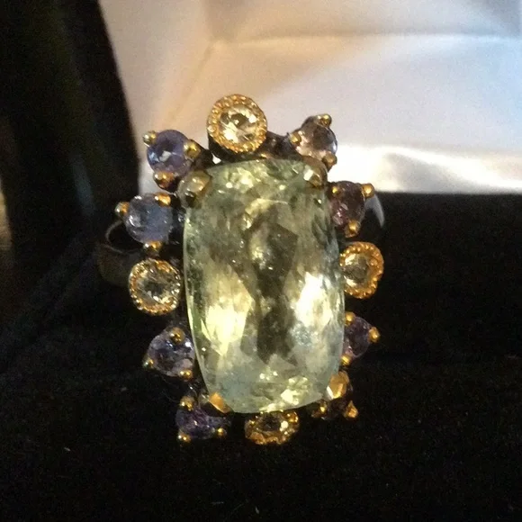 Rare Genuine 16mm by 10mm Aquamarine, Tanzanite & Topaz Ring - Picture 14 of 14